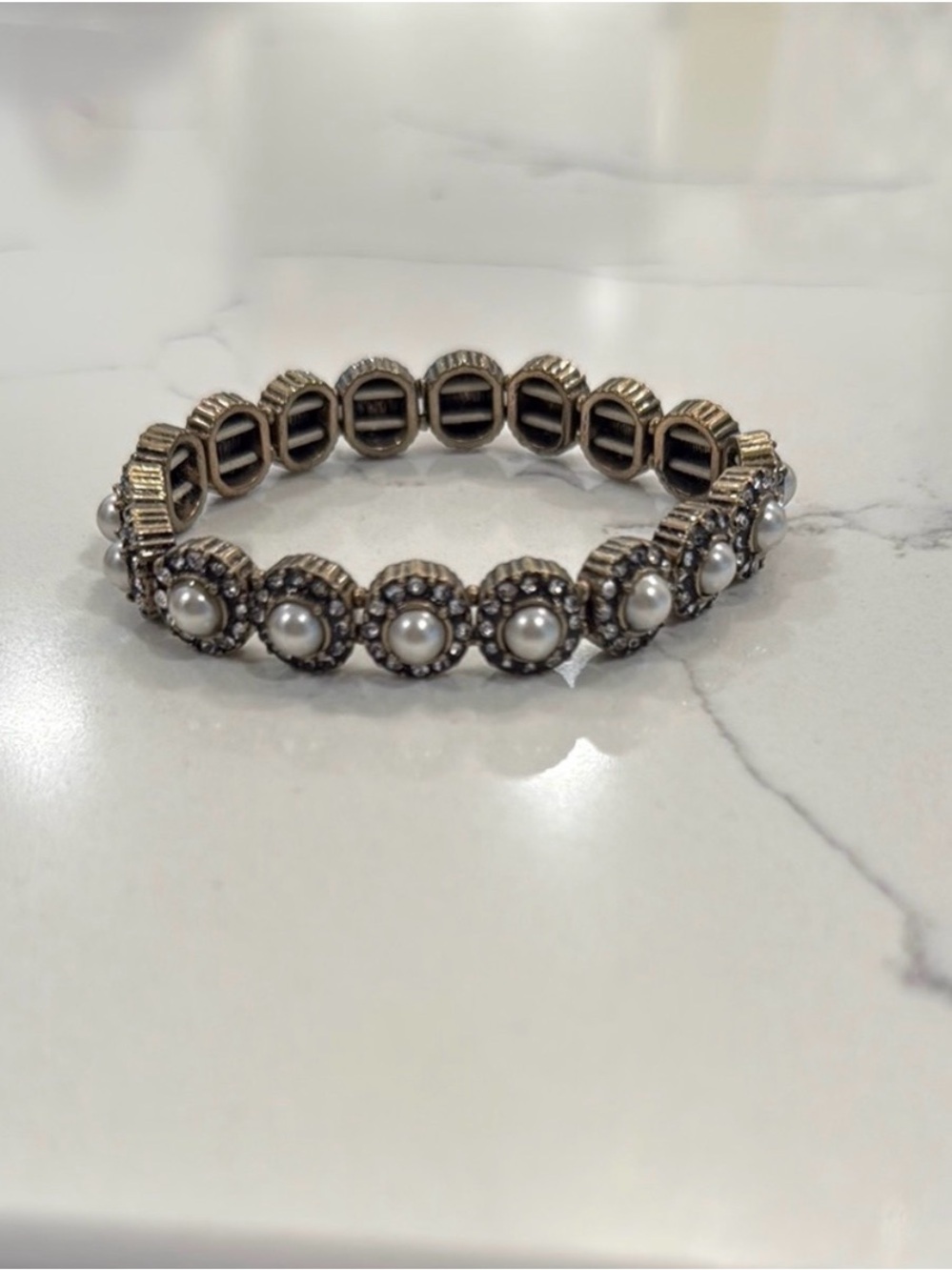 LOFT gold and pearl stretch bracelet